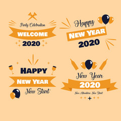 vector set vintage labels and icons. labels template for new year. flat design illustration
