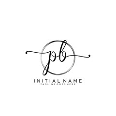 PB Initial handwriting logo with circle template vector.