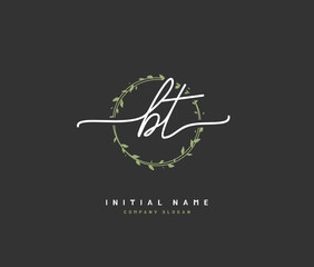 B T BT Beauty vector initial logo, handwriting logo of initial signature, wedding, fashion, jewerly, boutique, floral and botanical with creative template for any company or business.