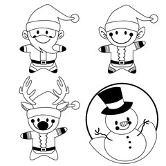 santa claus con duendes y renos