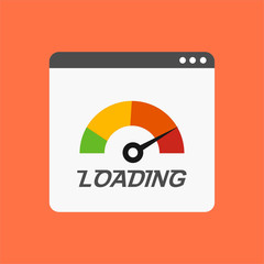 Web browser with Speed test laptop icon Flat design vector illustration