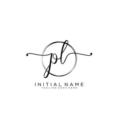 PL Initial handwriting logo with circle template vector.