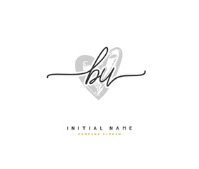 B U BU Beauty vector initial logo, handwriting logo of initial signature, wedding, fashion, jewerly, boutique, floral and botanical with creative template for any company or business.