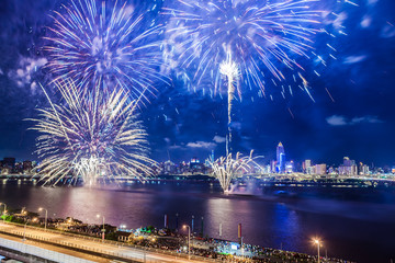 Taipei, Tamsui River, Dadao, Mid-Autumn Festival, fireworks scenery film