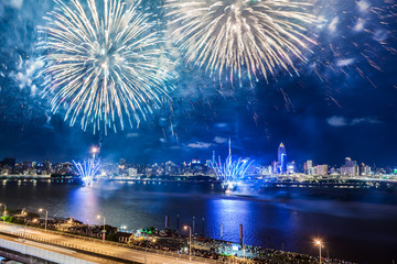 Taipei, Tamsui River, Dadao, Mid-Autumn Festival, fireworks scenery film