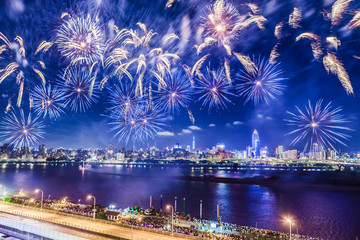Taipei, Tamsui River, Dadao, Mid-Autumn Festival, fireworks scenery film