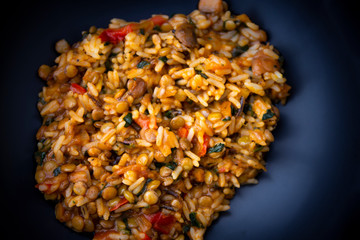 Vegetable dhal - lentil dhal with tomato, brown lentils