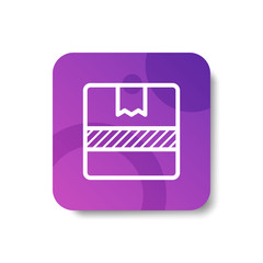 box package delivery round icon in outline / line and stripes style with colorful smooth gradient background, suitable for mobile and web UI, app button,  infographic