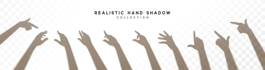 Set of Shadows of female hands. Isolated on a transparent background.