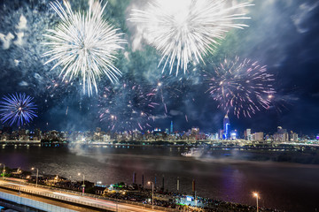 Taipei, Taiwan, Dadaoyan fireworks show scenery film
