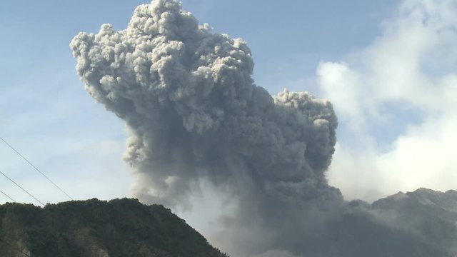 Volcanic Ash Drifts Across Sky After Large Eruption - 2011