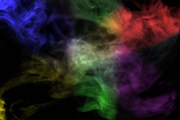 Abstract smoke isolated on black background,Rainbow powder