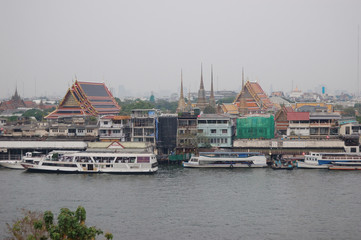 A view from Wat Arun over the Chao Phraya river in Bangkok, Thailand