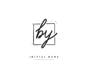 B Y BY Beauty vector initial logo, handwriting logo of initial signature, wedding, fashion, jewerly, boutique, floral and botanical with creative template for any company or business.