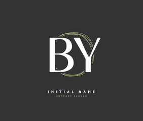 B Y BY Beauty vector initial logo, handwriting logo of initial signature, wedding, fashion, jewerly, boutique, floral and botanical with creative template for any company or business.