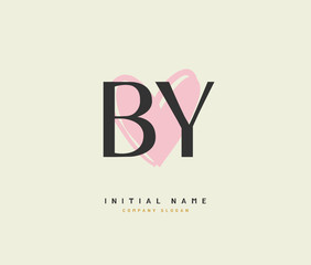 B Y BY Beauty vector initial logo, handwriting logo of initial signature, wedding, fashion, jewerly, boutique, floral and botanical with creative template for any company or business.