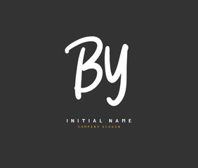 Obraz premium B Y BY Beauty vector initial logo, handwriting logo of initial signature, wedding, fashion, jewerly, boutique, floral and botanical with creative template for any company or business.