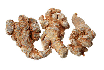 Notoginseng, Chinese traditional medicine on white background