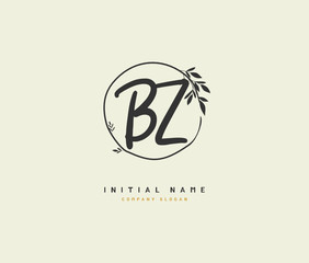 B Z BZ Beauty vector initial logo, handwriting logo of initial signature, wedding, fashion, jewerly, boutique, floral and botanical with creative template for any company or business.