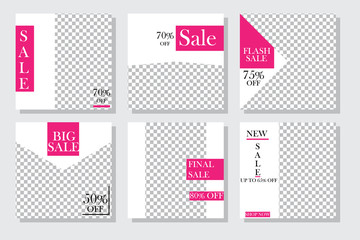 Set media banners with discount offer. Shopping background, label for business promotion. Can be used for website and mobile website banners, web design, posters, email and newsletter designs