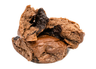 Chocolate bread isolated on white background