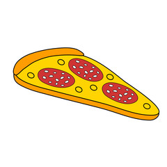 Slice of pizza. Isolated on white. Vector illustration.