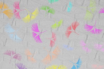colorful leaves pattern on white wall texture,gradient color pastel autumn leaf,ideas graphic design for web or banner