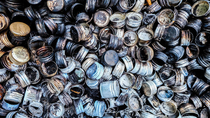 Garbage from old metal bottle caps
