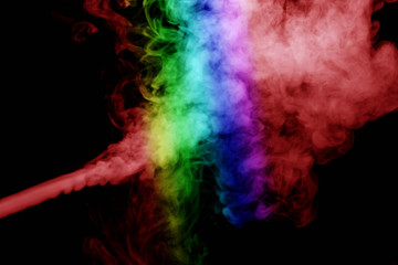 Abstract smoke isolated on black background,Rainbow powder