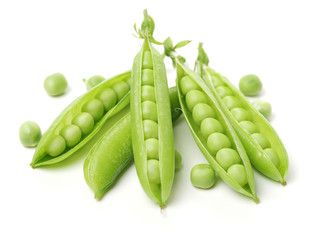 Fresh peas isolated on white background 