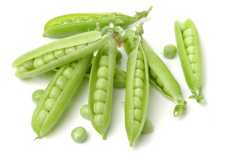 Fresh peas isolated on white background 