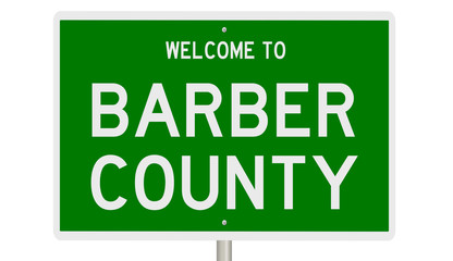 Rendering of a green 3d highway sign for Barber County