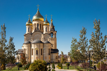 Stavropol, Russian Federation. Cathedral of the Holy Equal-to-the-Apostles Prince Vladimir. Sunny autumn day