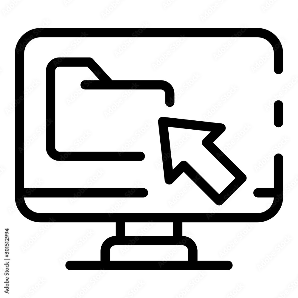 Poster computer and folder icon. outline computer and folder vector icon for web design isolated on white b