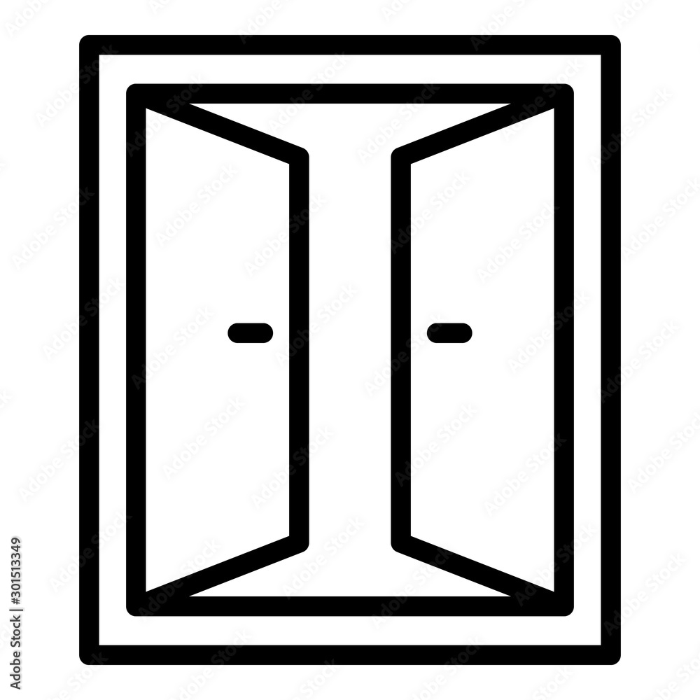 Poster double door open inside icon. outline double door open inside vector icon for web design isolated on