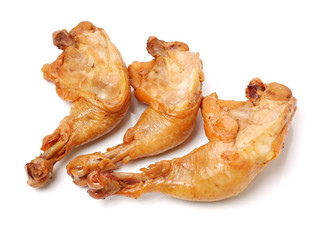 grilled chicken leg  on white background 