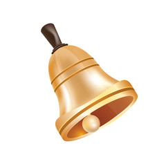 Golden Metal Bell Isolated on White Background.