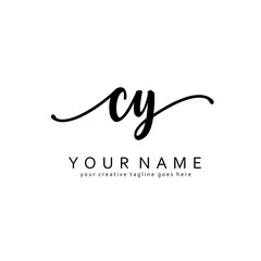 Handwriting C Y CY initial logo template vector