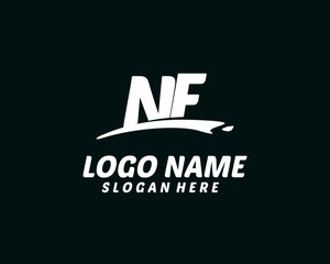 NF Initial with splash logo vector	