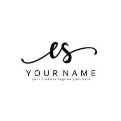 Handwriting E S ES initial logo template vector