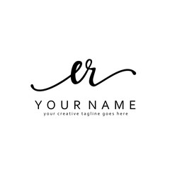 Handwriting E R ER initial logo template vector