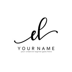 Fototapeta premium Handwriting E L EL initial logo template vector