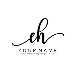 Fototapeta premium Handwriting E H EH initial logo template vector