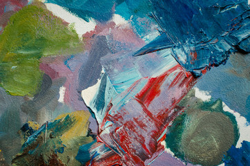 Texture mixed oil paints in different colors