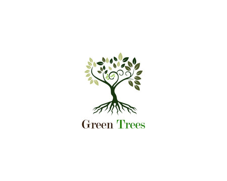 Green tree logo ecology nature vector