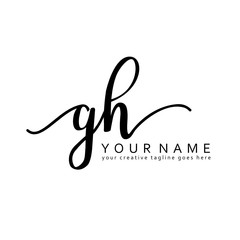 Handwriting G H GH initial logo template vector
