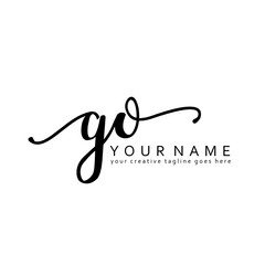 Handwriting G O GO initial logo template vector