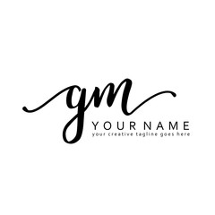 Handwriting G M GM initial logo template vector