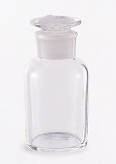 glass bottles on white background