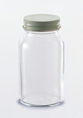 glass bottles on white background